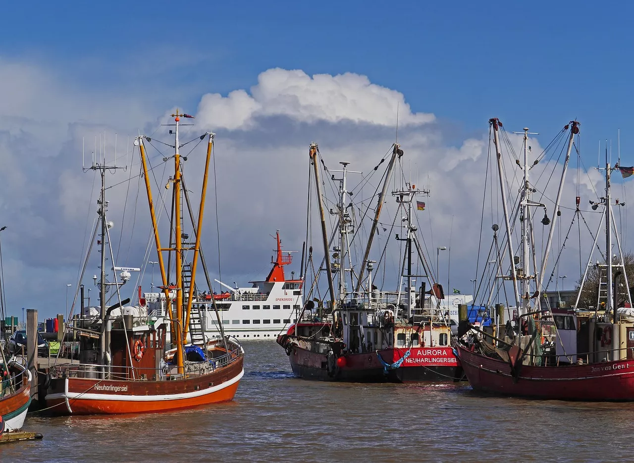 Fischer auf dem Meer in Spiekeroog