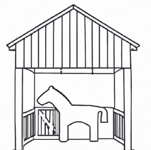 Malvorlage Pferd und Stall