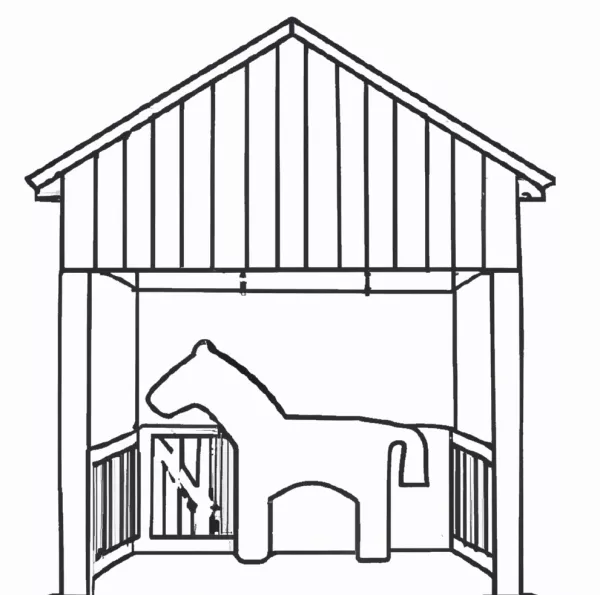 Malvorlage Pferd und Stall